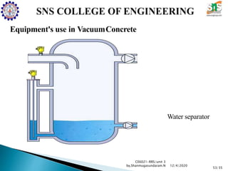 Equipment's use in VacuumConcrete
Water separator
CE6021-RRS/unit 3
by,Shanmugasundaram.N
53/35
12/4/2020
 