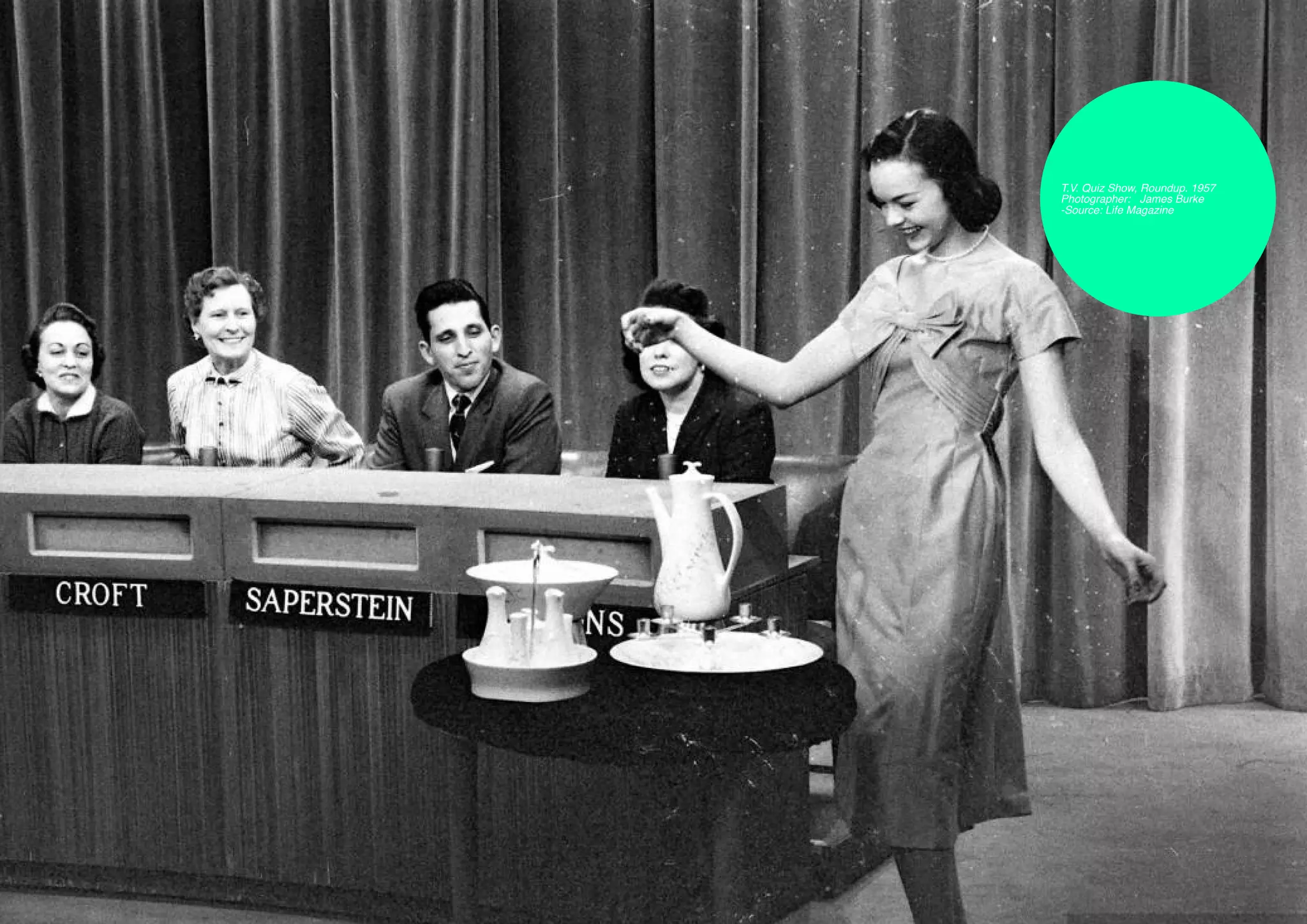 T.V. Quiz Show, Roundup. 1957
     Photographer:	 James Burke
     -Source: Life Magazine




37
 