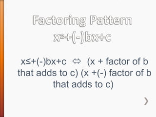 Special factor patterns | PPT