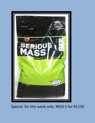 Special for this week only R650 2 for R1150
 
