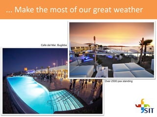 ... Make the most of our great weather
Cafe del Mar, Bugibba
Over 2500 pax standing
 