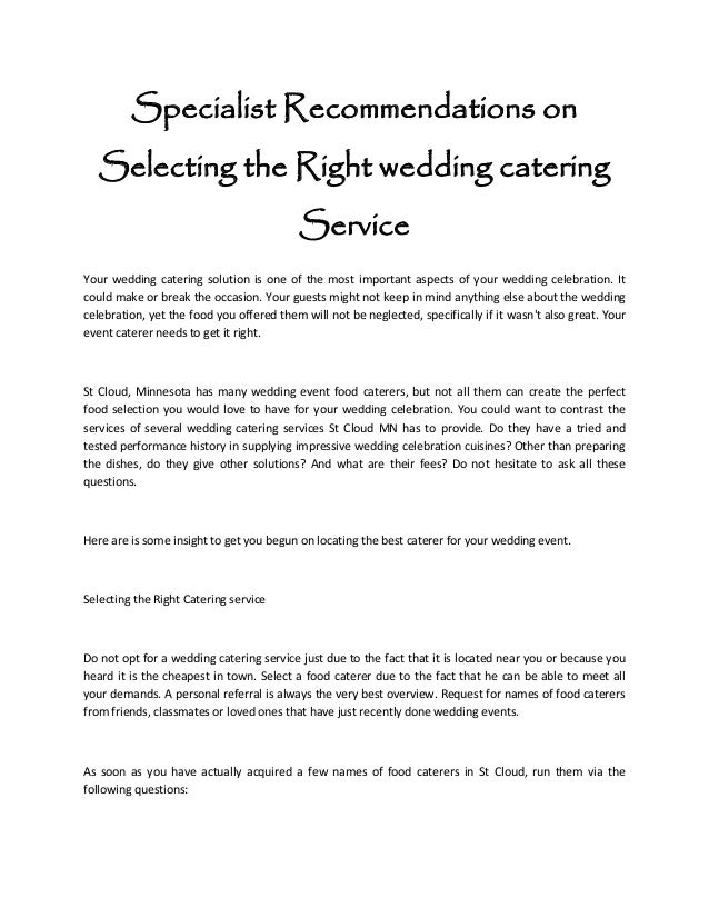 Specialist recommendations on selecting the right wedding catering se…