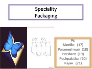 Speciality
Packaging
By,
Monika (17)
Parameshwari (18)
Prashant (19)
Pushpalatha (20)
Rajan (21)
 
