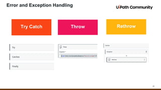 21
Error and Exception Handling
Try Catch Throw Rethrow
 