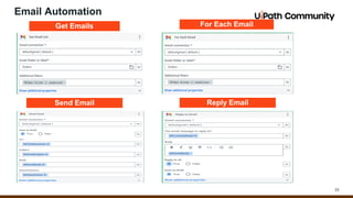 23
Email Automation
Get Emails For Each Email
Send Email Reply Email
 