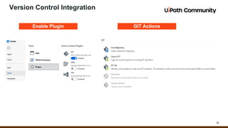 26
Version Control Integration
Enable Plugin GIT Actions
 