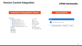 28
Version Control Integration
Undo/Show Changes/Show History Overwrite/Pull
 