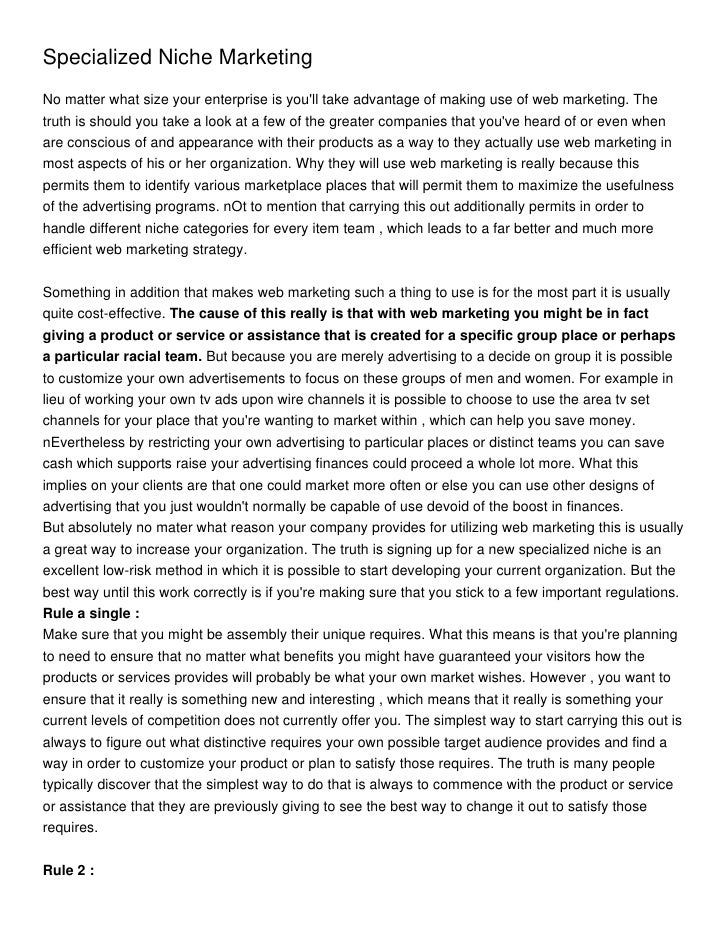 Specialized Niche Marketing