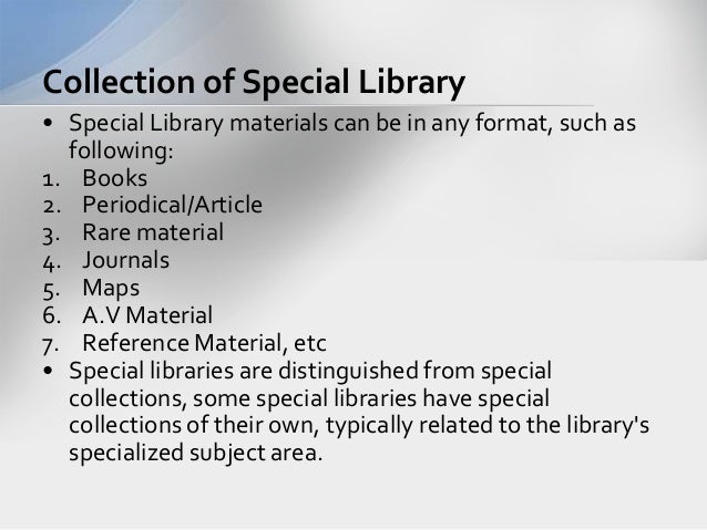 Special libraries Presentation