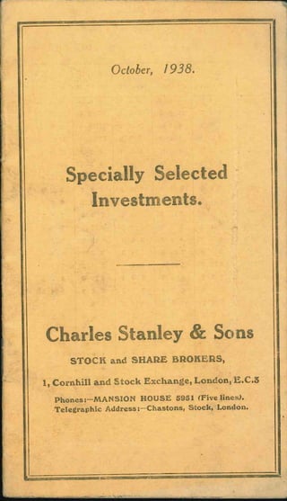 Specially selected investments october 1938