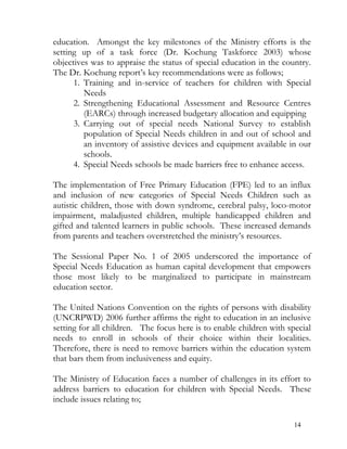 Special needs education policy framework 2009 - Kenya | PDF