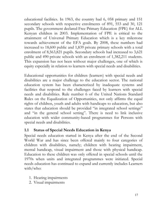 Special needs education policy framework 2009 - Kenya | PDF