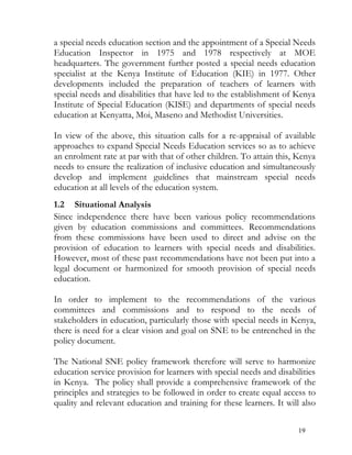 Special needs education policy framework 2009 - Kenya | PDF