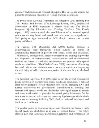 Special needs education policy framework 2009 - Kenya | PDF
