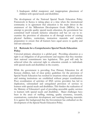 Special needs education policy framework 2009 - Kenya | PDF