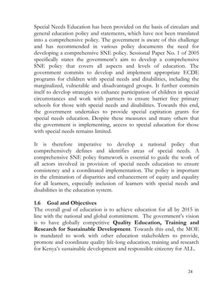 Special needs education policy framework 2009 - Kenya | PDF