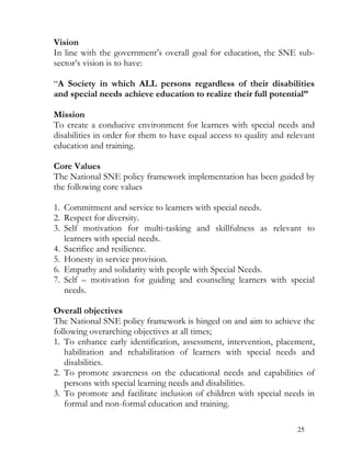 Special needs education policy framework 2009 - Kenya | PDF