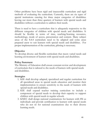 Special needs education policy framework 2009 - Kenya | PDF