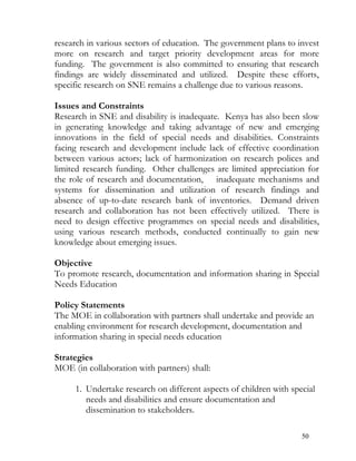 Special needs education policy framework 2009 - Kenya | PDF
