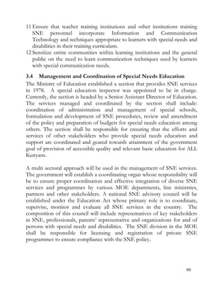 Special needs education policy framework 2009 - Kenya | PDF