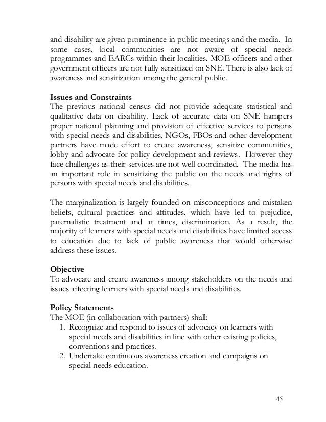 Special Needs Education Policy Framework 2009 Kenya