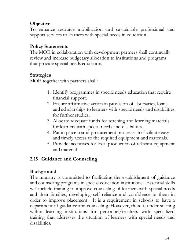 Special Needs Education Policy Framework 2009 Kenya