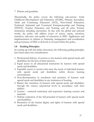 Special needs education policy framework 2012 | PDF