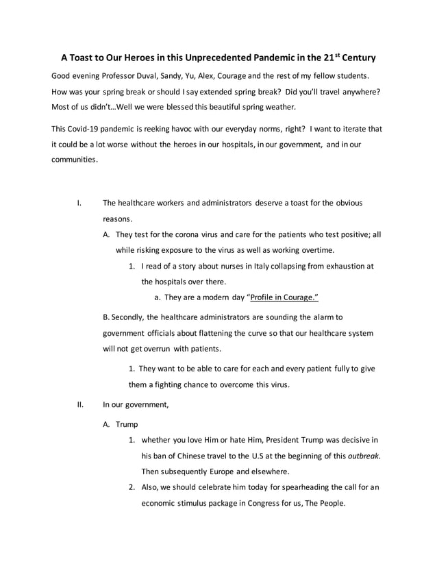 Special occasion speech outline PDF