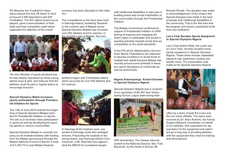 Special Olympics Africa Year End Newsletter