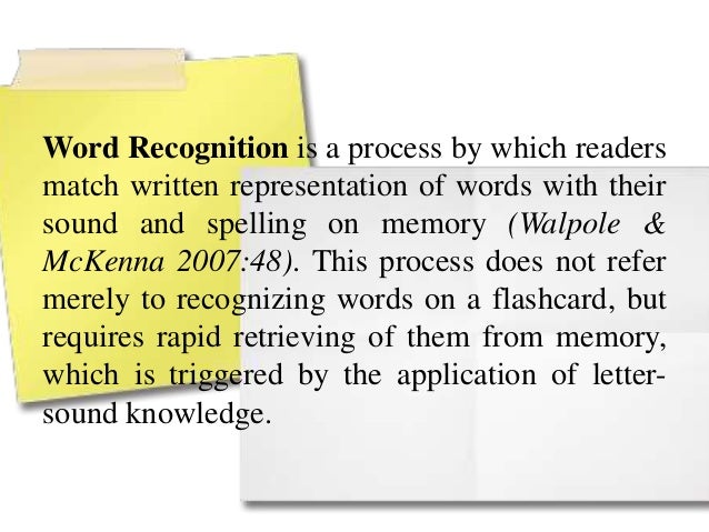 Special Problems In Word Recognition