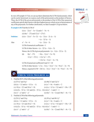 Special Products And Factorization Algebra