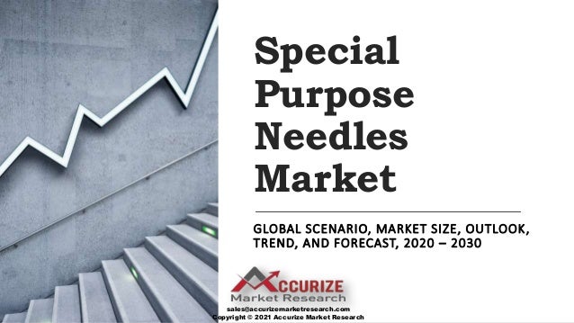 Special
Purpose
Needles
Market
GLOBAL SCENARIO, MARKET SIZE, OUTLOOK,
TREND, AND FORECAST, 2020 – 2030
sales@accurizemarketresearch.com
Copyright © 2021 Accurize Market Research
 
