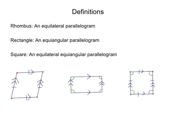 Special quadtilaterals special parallelograms