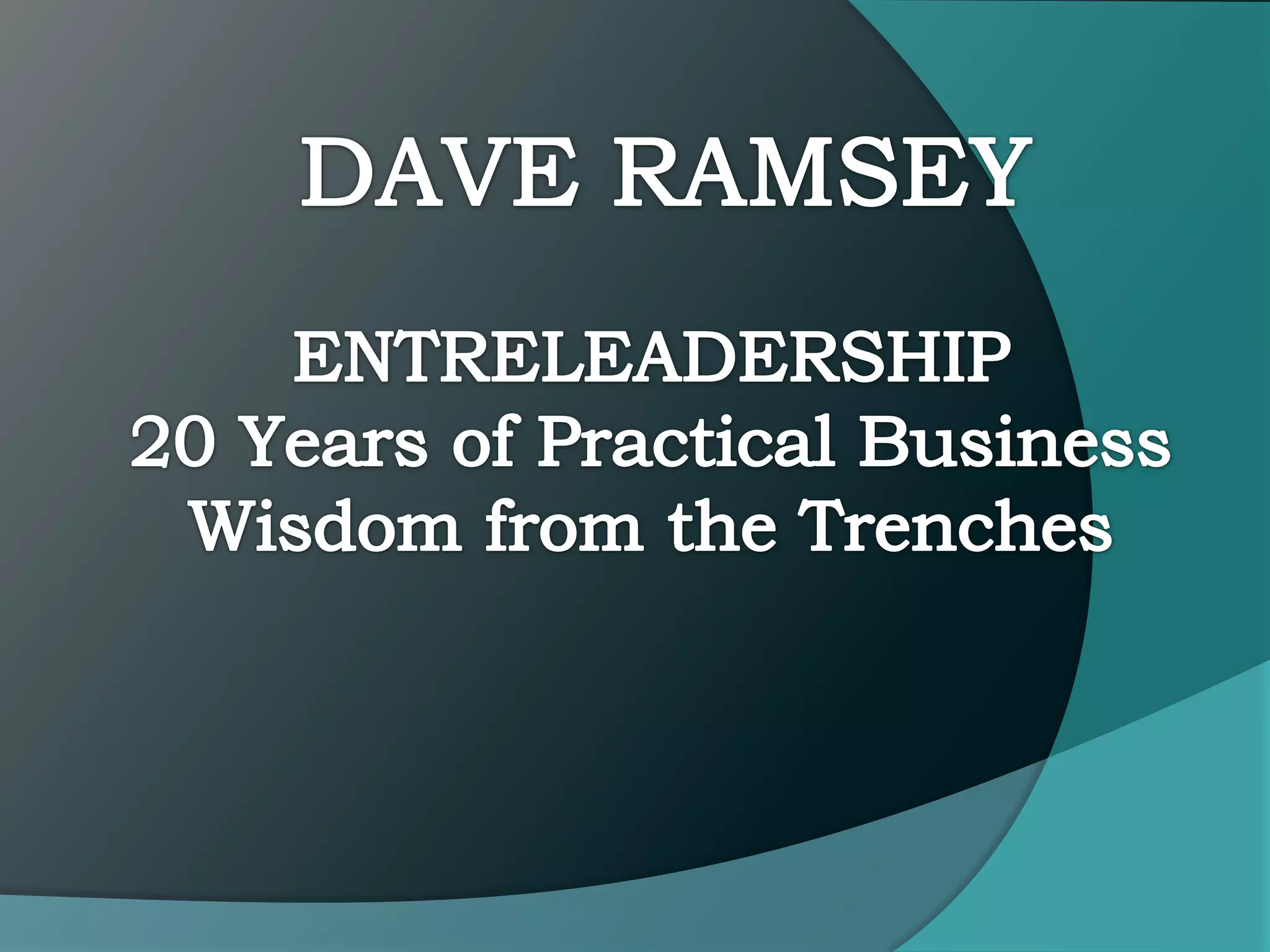 Special report entreleadership ppt