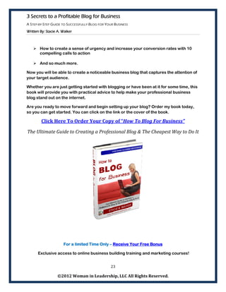 Free Guide: 3 Secrets To A Profitable Blog For Business by Stacie Walker