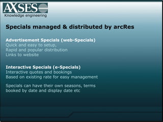 Specials managed & distributed by arcRes Knowledge engineering Advertisement Specials (web-Specials) Quick and easy to set...