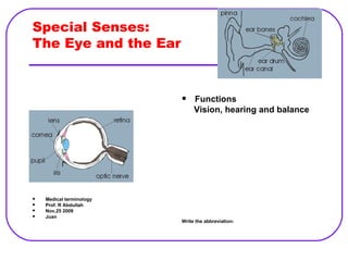 Special Senses:  The Eye and the Ear ,[object Object],[object Object],[object Object],[object Object],[object Object],[object Object],[object Object]