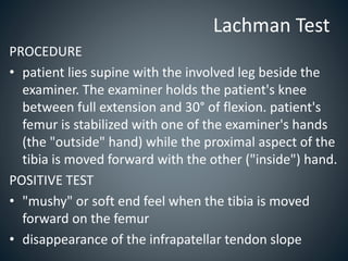 Special Tests - Knee | PPTX
