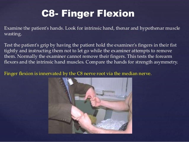 Special test for dermatomes and myotomes