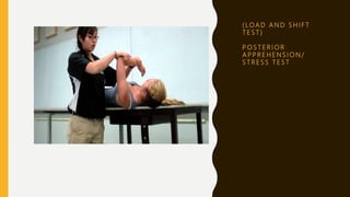 ( LO A D A N D S H I F T
T E S T )
P O S T E R I O R
A P P R E H E N S I O N /
S T R E S S T E S T
 