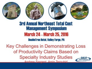 Key Challenges in Demonstrating Loss
of Productivity Claims Based on
Specialty Industry Studies
Andrew Sargent, Amin Terouhid
 