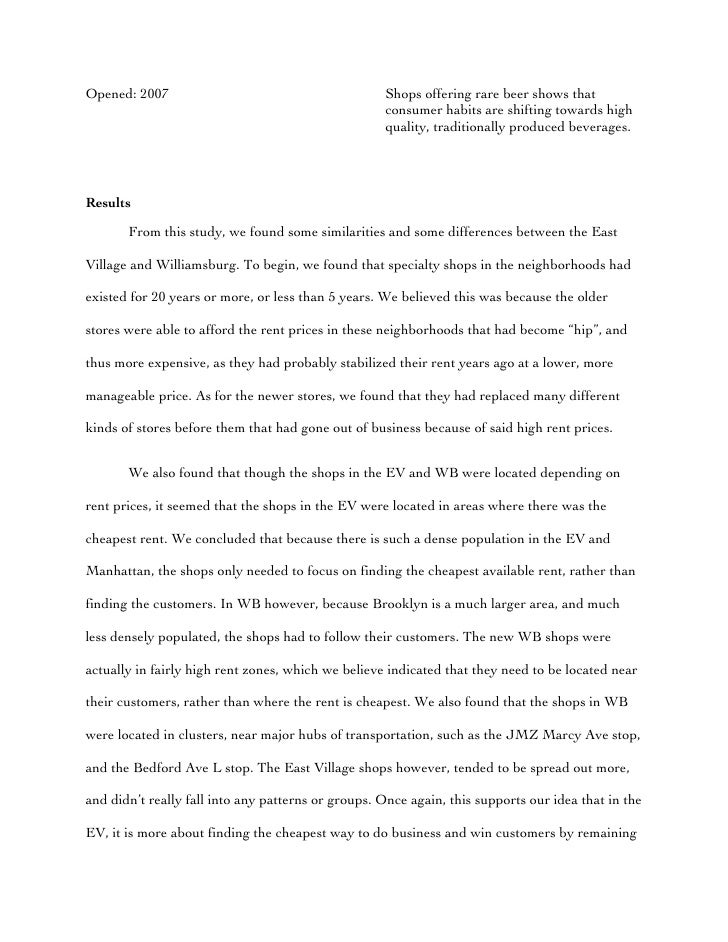 Specialty shop design brief