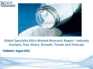 Published : August 2016
Global Specialty Silica Market Research Report - Industry
Analysis, Size, Share, Growth, Trends and Forecast
 