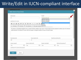 Write/Edit in IUCN-compliant interface
 