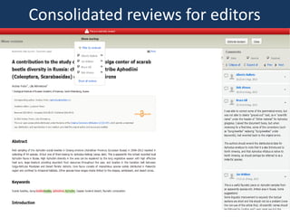 Consolidated reviews for editors
 