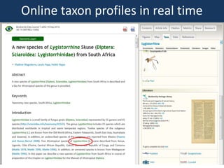 Online taxon profiles in real time
 