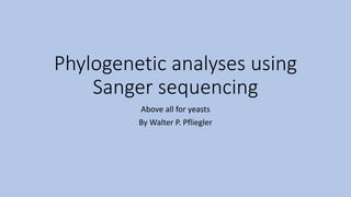 Phylogenetic analyses using
Sanger sequencing
Above all for yeasts
By Walter P. Pfliegler
 