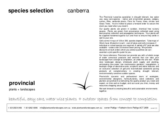 Species Selection Beautiful Easy Care Water Wise Plants Canberra