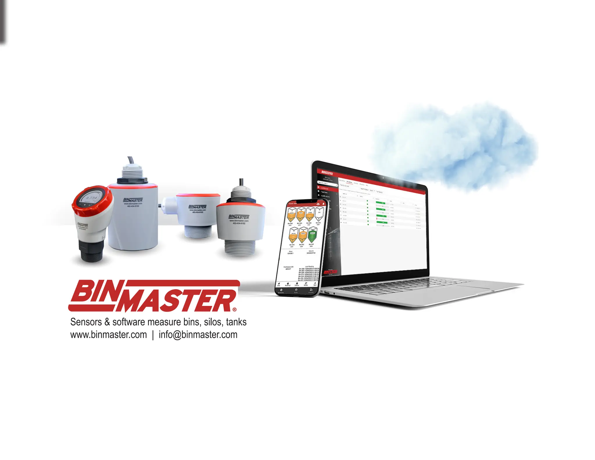 Sensors & software measure bins, silos, tanks
www.binmaster.com | info@binmaster.com
 
