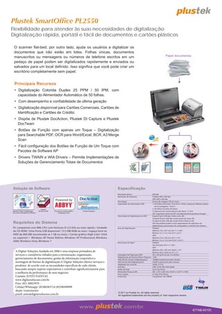 Especificação scanner de produção  pl2550